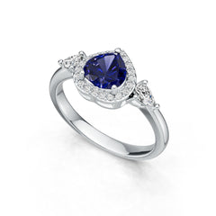 Sterling Silver Semi Mount Ring Setting Heart HT 7X7mm PE 5X3mm Halo DHJ