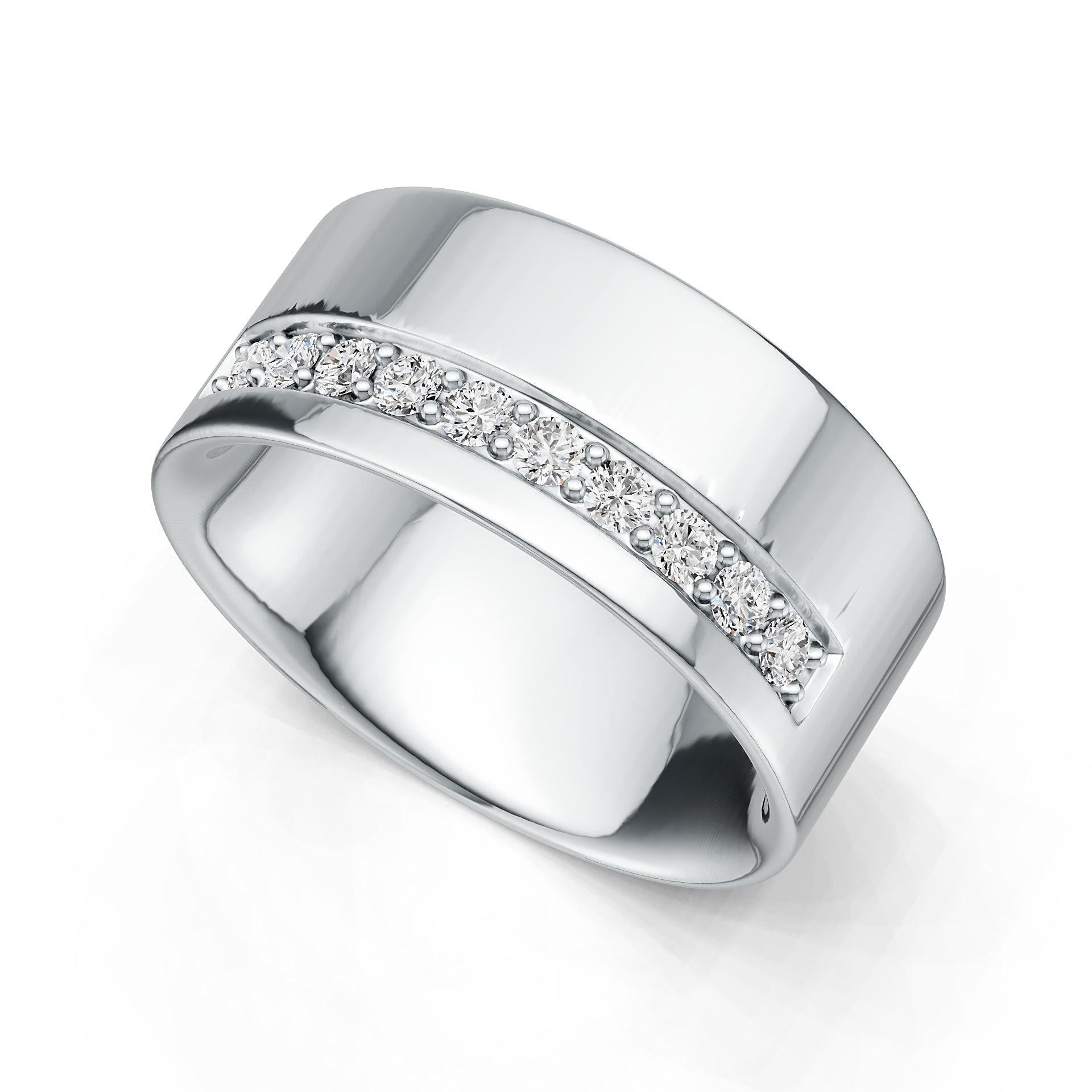 Sterling Silver Ring with White topaz or Moissanite Wedding Band Men's Ring DHJ