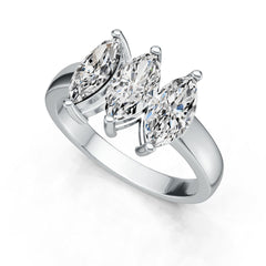 Sterling Silver Semi Mount Ring Setting Marquise MQ 10X5mm 3-Stone Ring DHJ