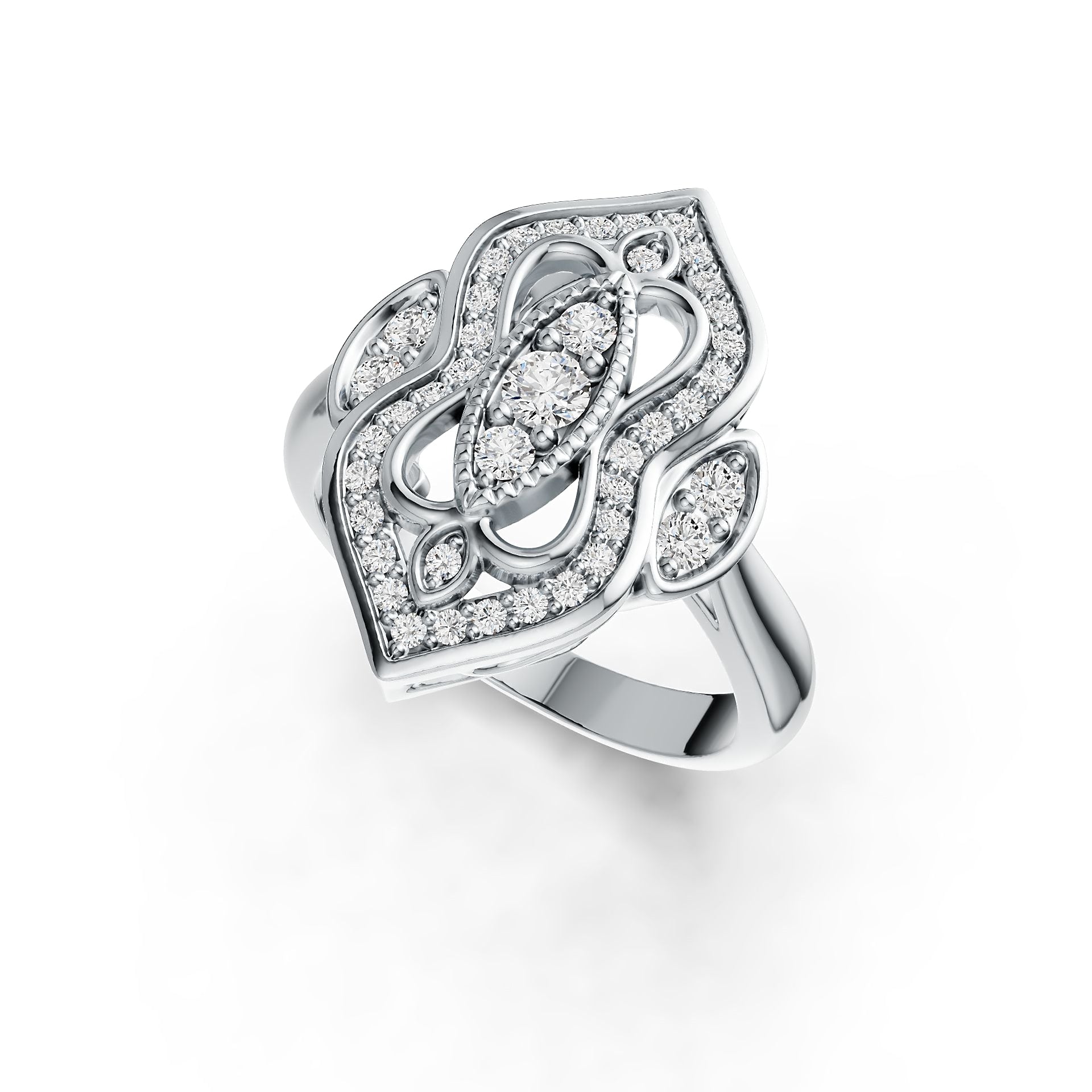 Sterling Silver Ring with White Topaz or Moissanite Vintage-Inspired DHJ