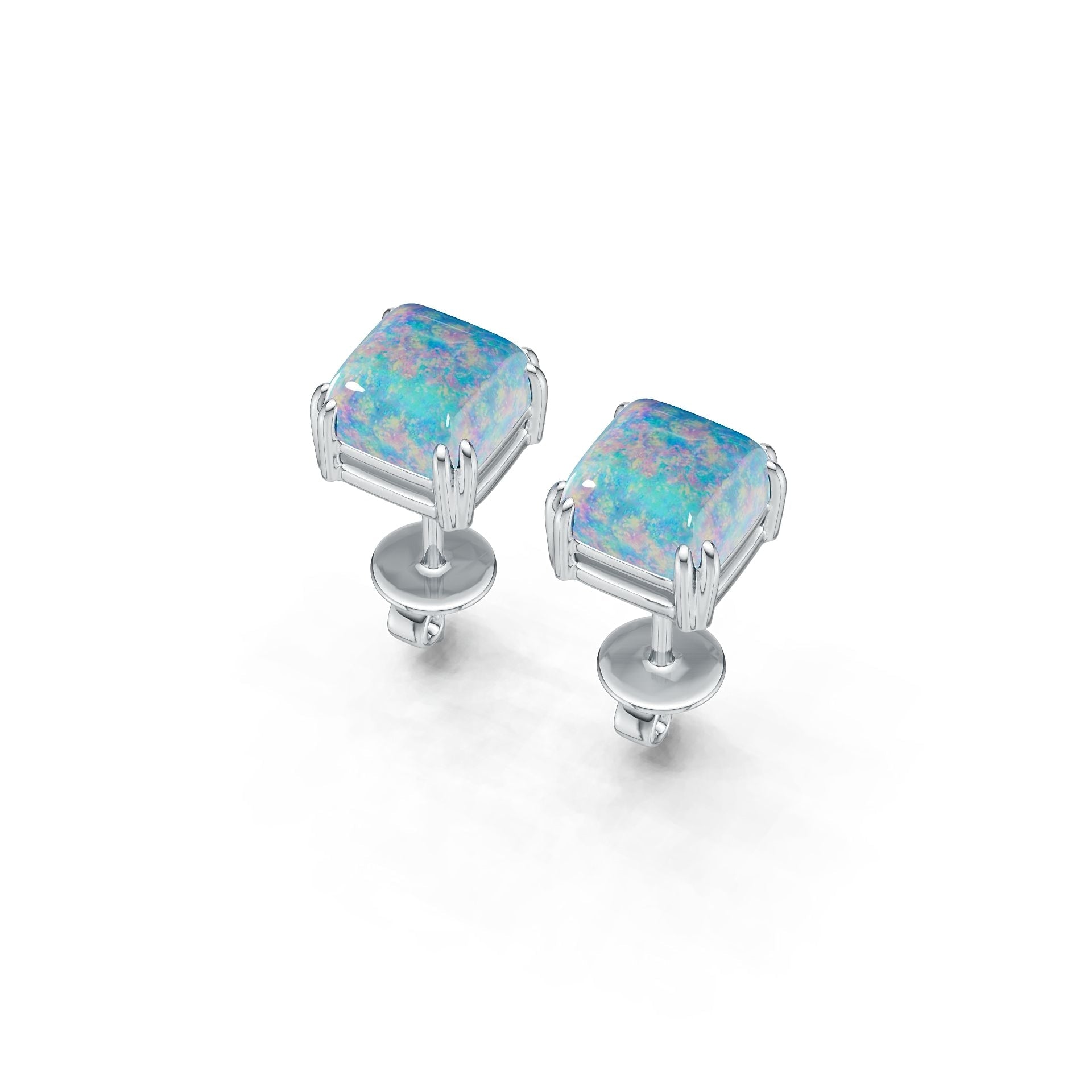 Sterling Silver Semi Mount Earrings Setting Cushion CU 6X6mm Cabochon DHJ