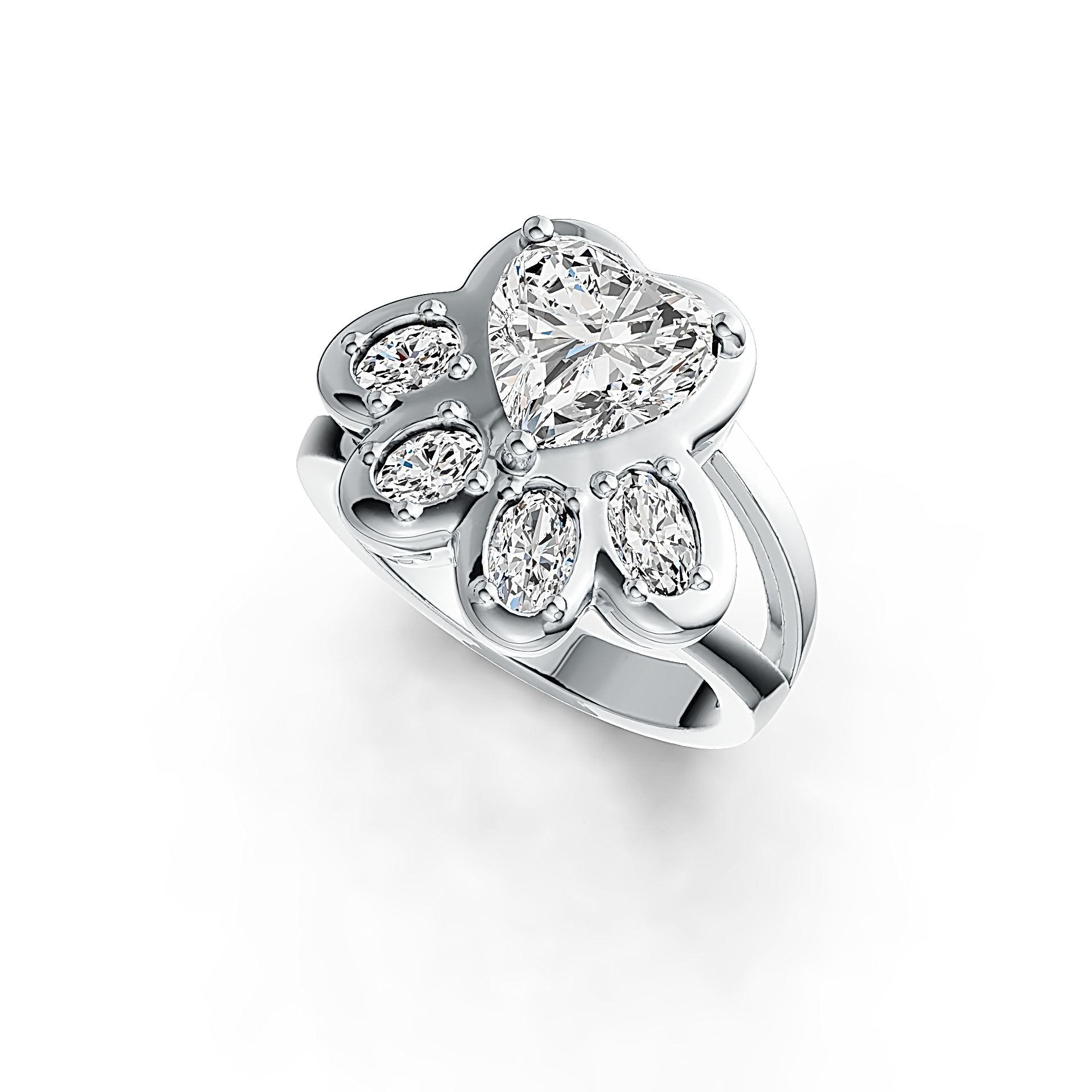 Sterling Silver Semi Mount Ring Setting Heart HT 8X8mm OV 5X3mm OV 4X3mm DHJ