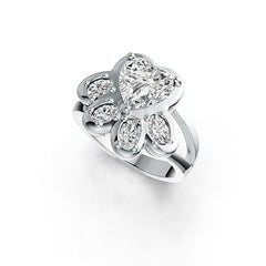 Sterling Silver Semi Mount Ring Setting Heart HT 8X8mm OV 5X3mm OV 4X3mm DHJ