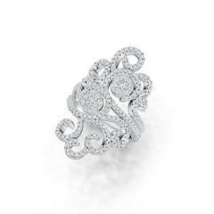 Sterling Silver Cocktail Filigree Ring with White Topaz or Moissanite - Syzjewelry