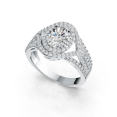 Sterling Silver Moissanite Ring Oval OV 9x7mm Crisscross Shank