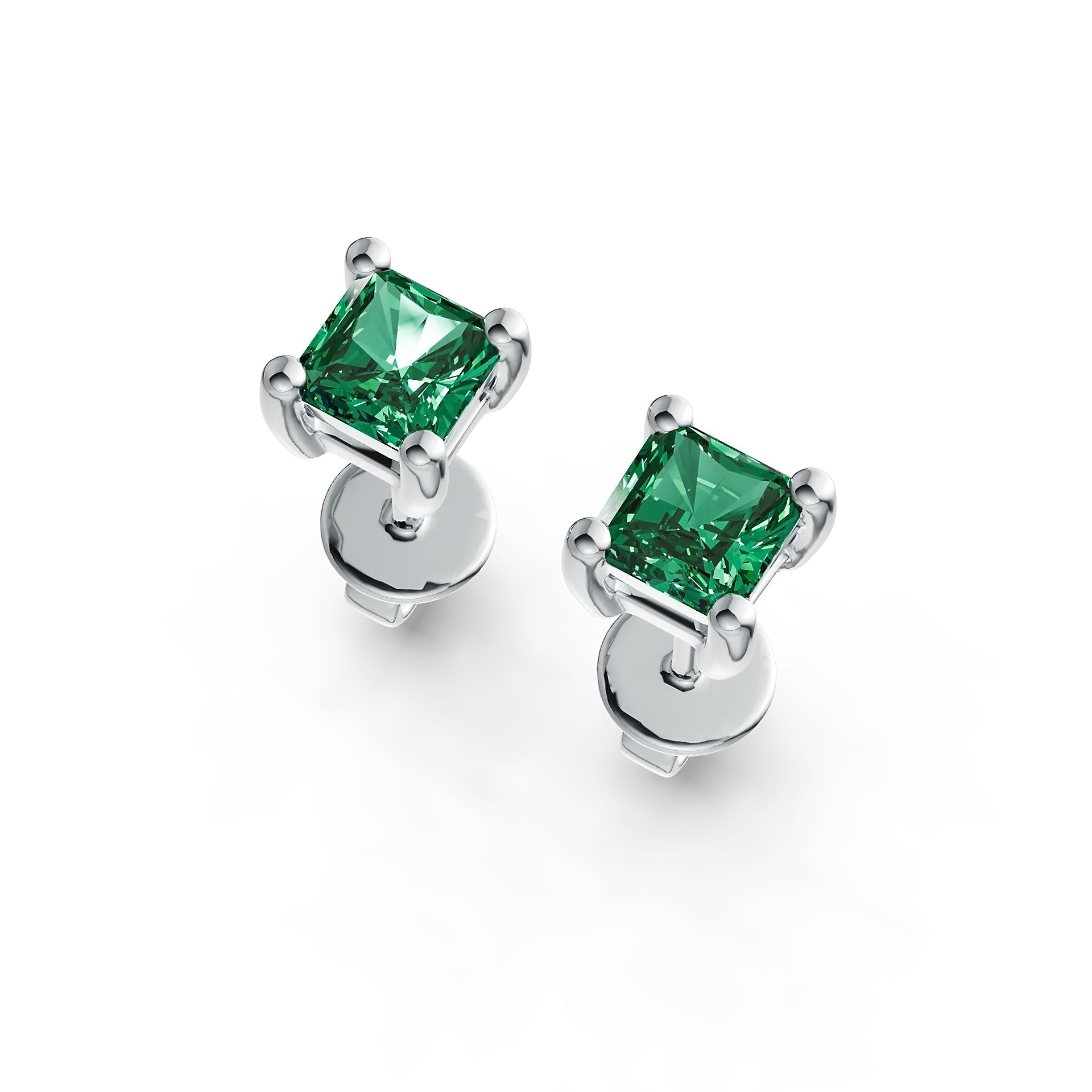 Sterling Silver Semi Mount Earrings Setting Princess SQ 4X4mm Simple Stud DHJ