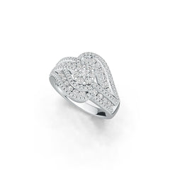 Sterling Silver Ring Multi-Row with White Topaz or Moissanite - Syzjewelry