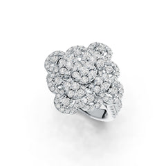Sterling Silver Cocktail Ring Flower Theme with White Topaz or Moissanite - Syzjewelry