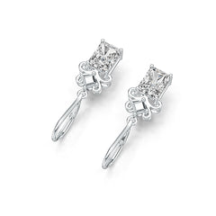 Sterling Silver Semi Mount Earrings Setting Emerald OCT 8x6mm Dangle Syzjewelry