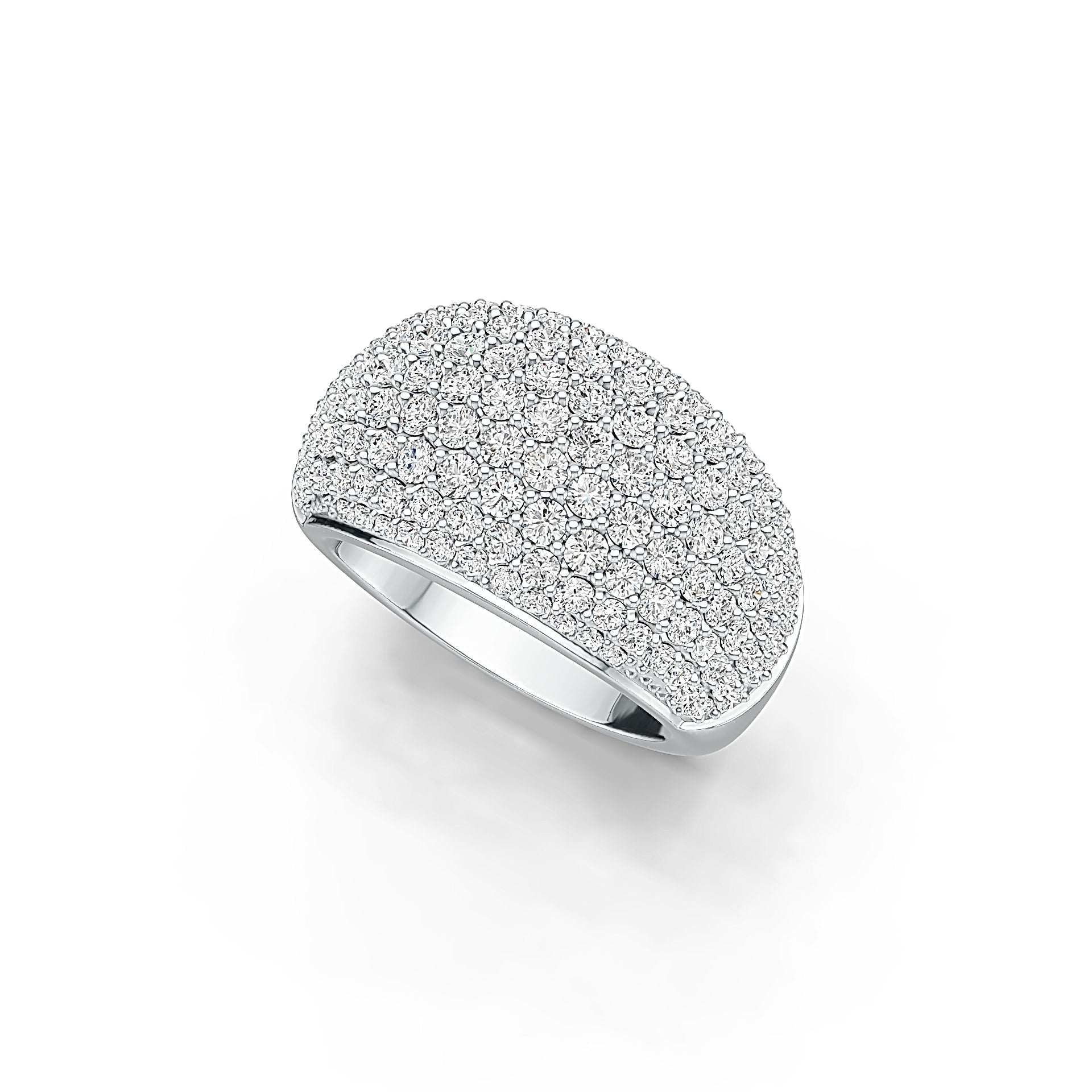 Sterling Silver Pave Dome Ring with White Topaz or Moissanite - Syzjewelry