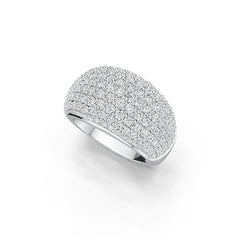 Sterling Silver Pave Dome Ring with White Topaz or Moissanite - Syzjewelry