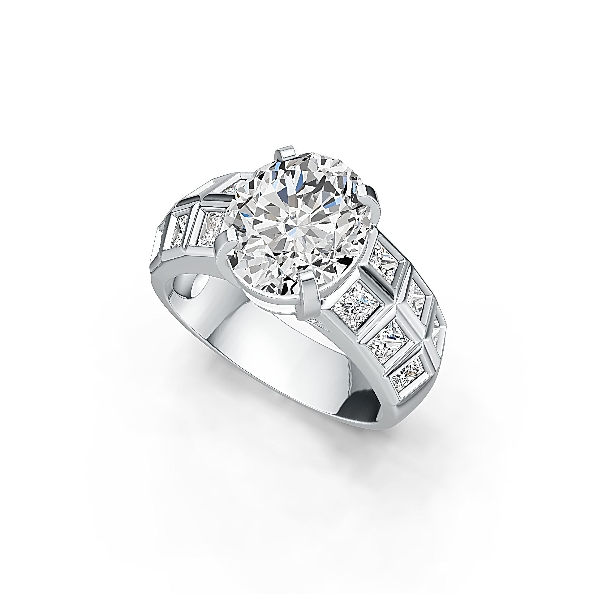 Sterling Silver Semi Mount Ring Setting Oval OV 12X10 with White Topaz - Syzjewelry