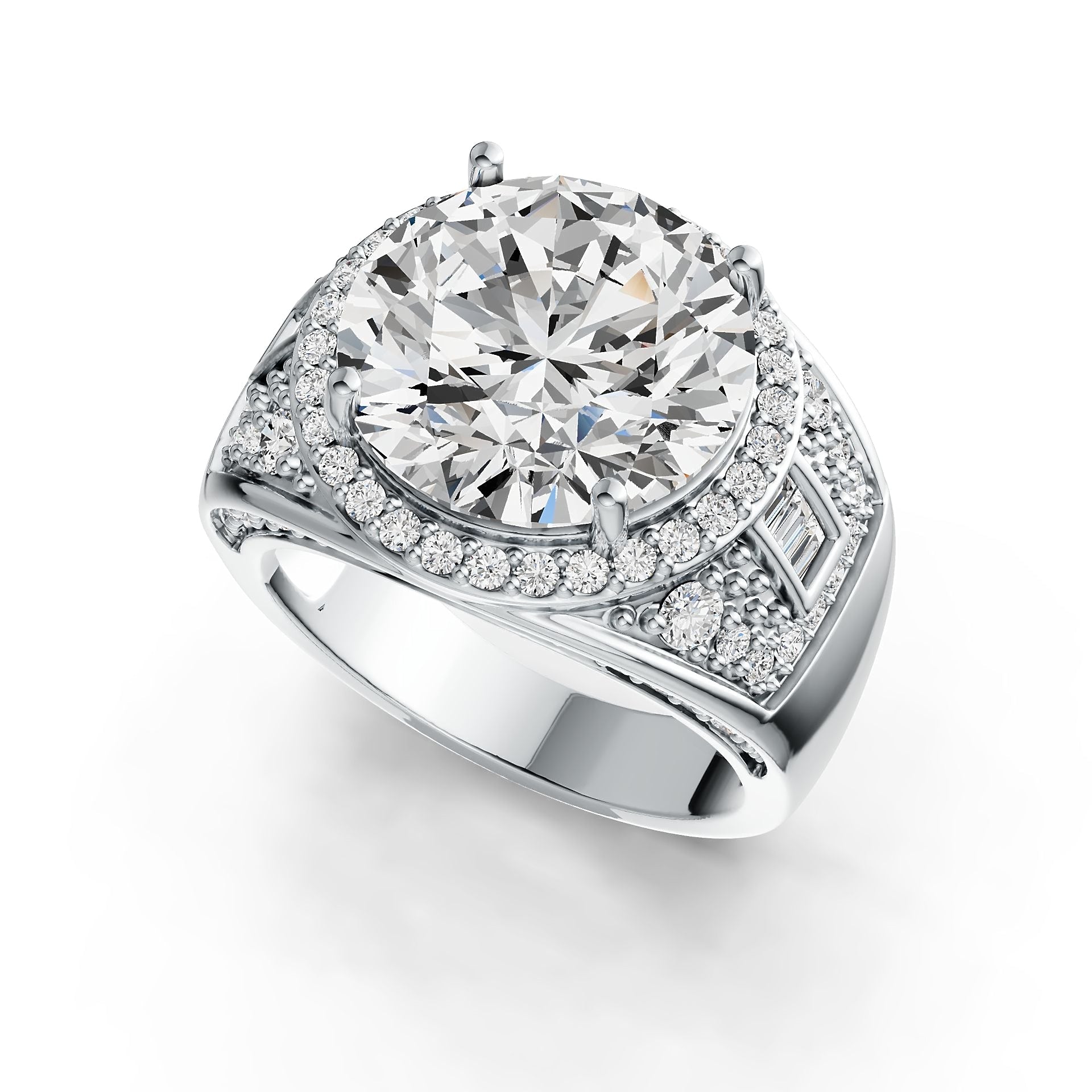 Sterling Silver Semi Mount Ring Setting Round RD 14x14mm DHJ