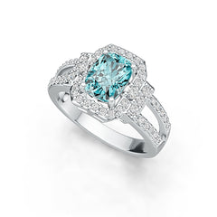 Sterling Silver Semi Mount Ring Setting Cushion CU 8X6mm with White Topaz DHJ