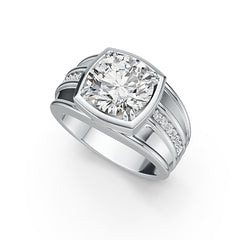 18K Gold Moissanite Ring Round RD 10.5x10.5mm Men's Ring