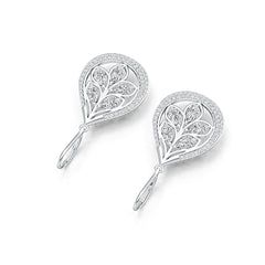 Sterling Silver Semi Mount Earrings Setting Pear PE 5X3mm with White Topaz DHJ