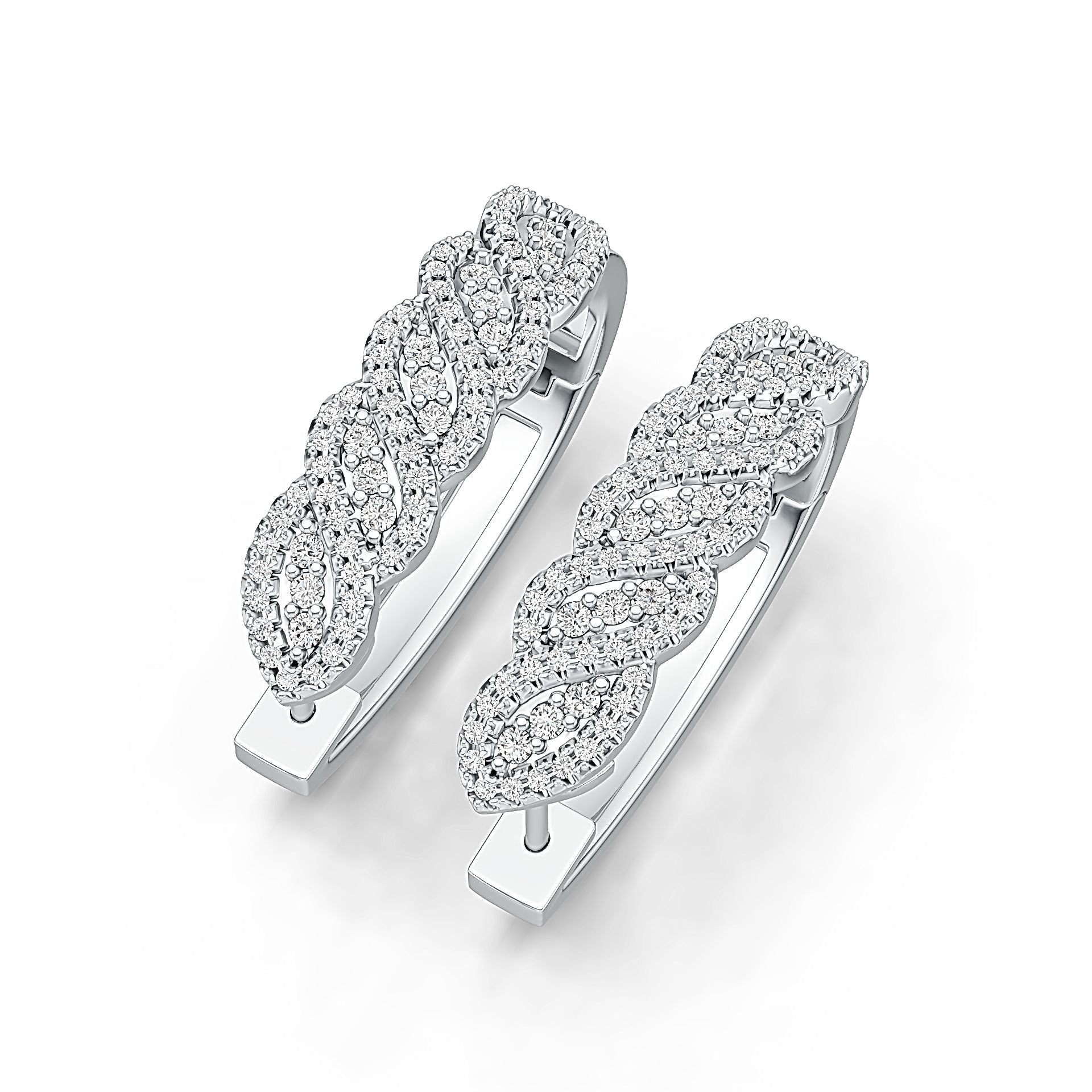 Sterling Silver Earrings Huggie Hoop with White Topaz or Moissanite DHJ