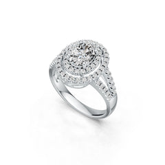 Sterling Silver Semi Mount Ring Setting Oval OV 8X6mm Double Halo Split Shank DHJ