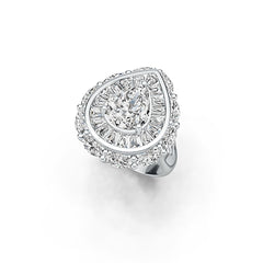 Sterling Silver Semi Mount Ring Setting Pear PE 11X9mm Baguette 3X2mm MQ 6X3mm DHJ