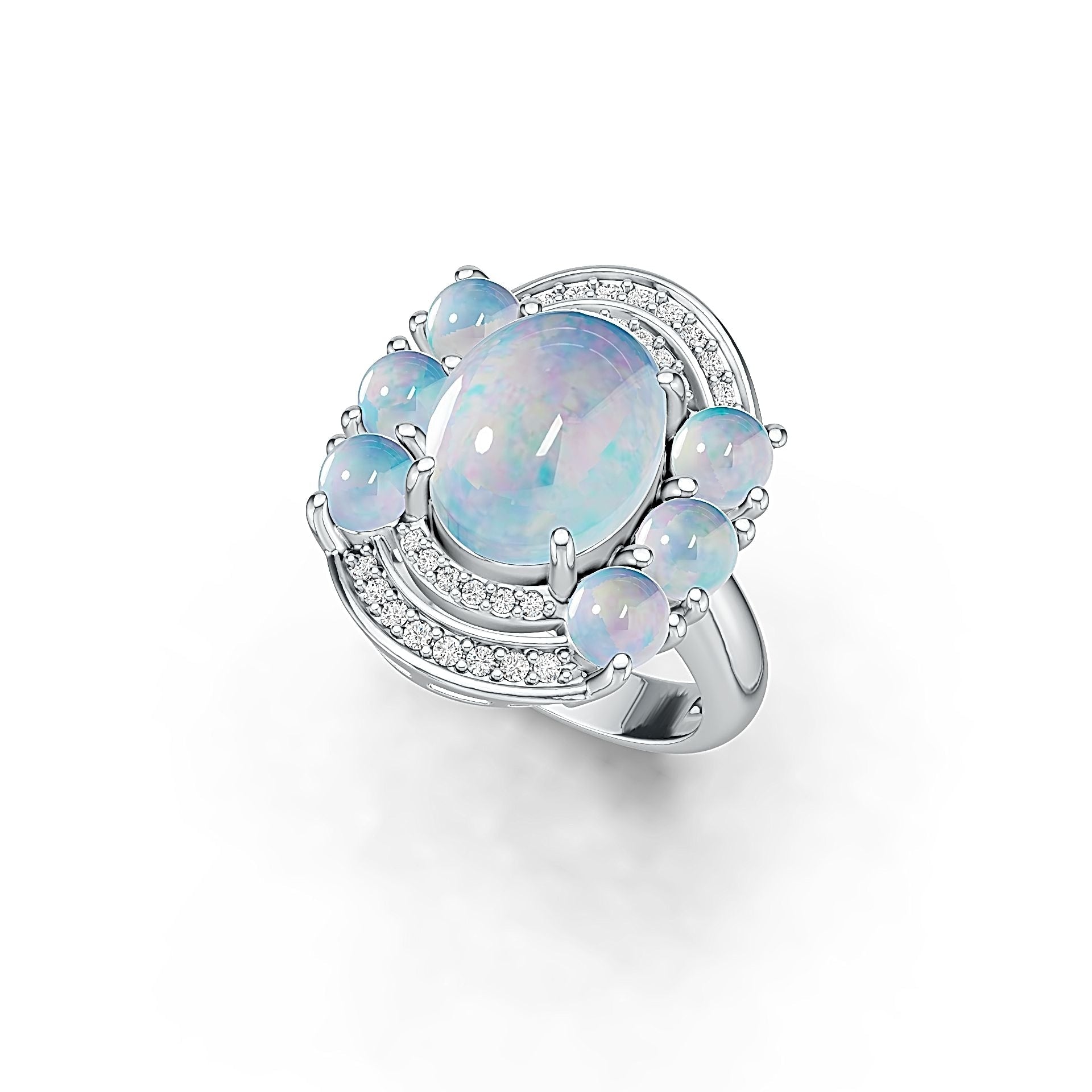 Sterling Silver Semi Mount Ring Setting Oval OV 11X9mm RD 4X4mm DHJ