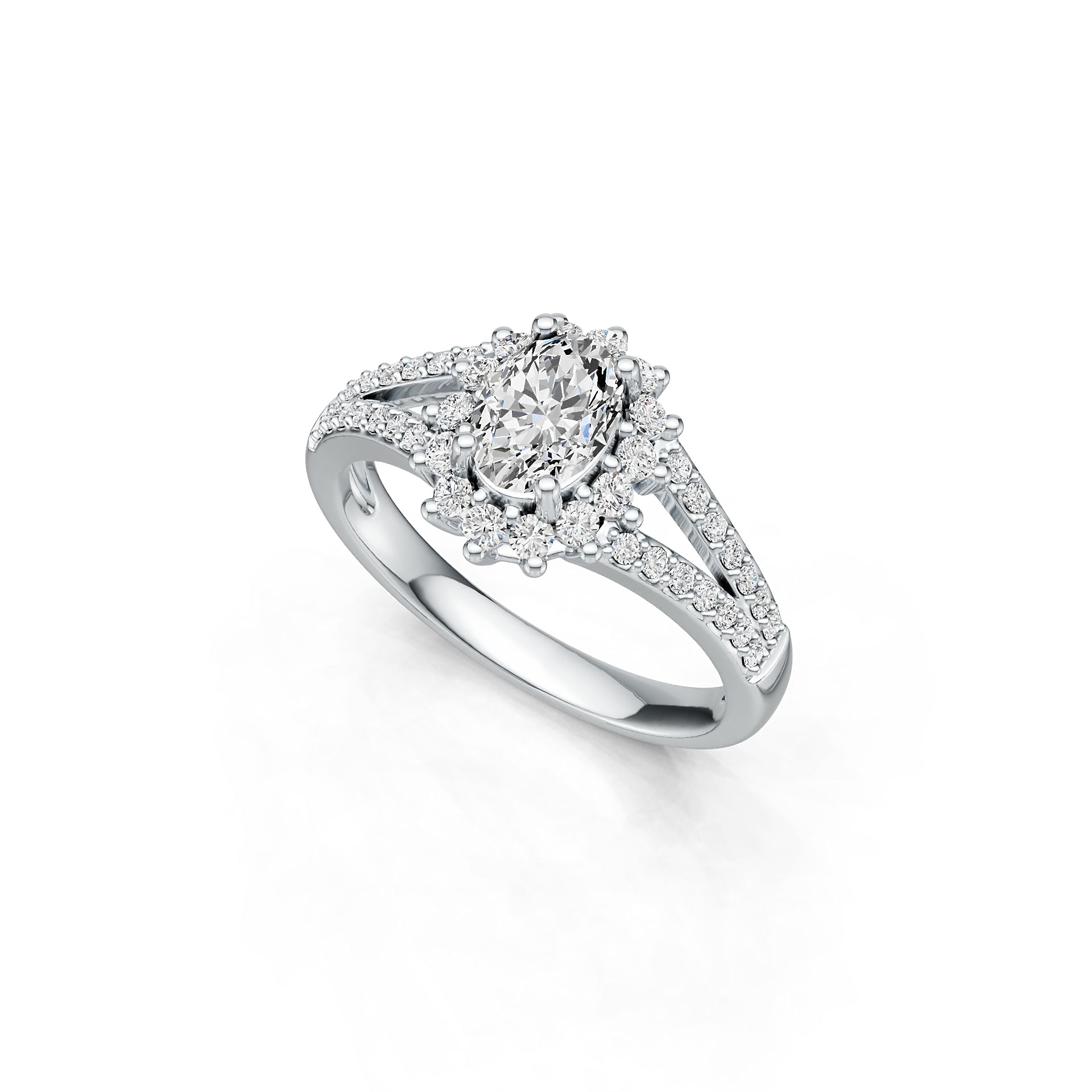 Sterling Silver Semi Mount Ring Setting Oval OV 7X5mm Halo DHJ