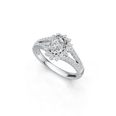 Sterling Silver Semi Mount Ring Setting Oval OV 7X5mm Halo DHJ