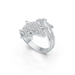 Sterling Silver Ring with White Topaz or Moissanite Dolphin Theme DHJ