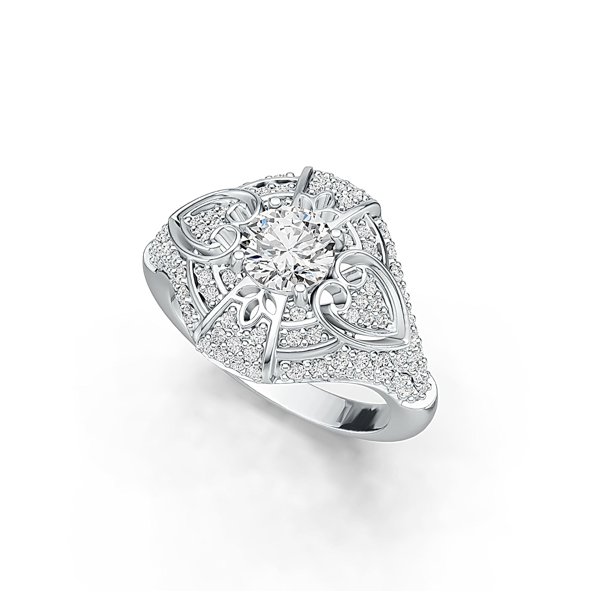Sterling Silver Semi Mount Ring Setting Round RD 7X7mm with White Topaz DHJ