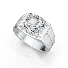 Men's 10K Gold Moissanite Ring Cushion CU 10x10mm Cabochon