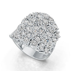Sterling Silver Cluster Cocktail Ring with White Topaz or Moissanite DHJ