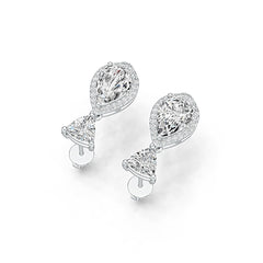 Sterling Silver Semi Mount Earrings Setting Pear PE 10X7mm TRI 6Xmm Syzjewelry