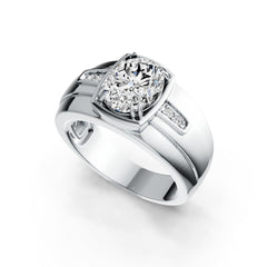 Men's 10K Gold CVD Diamond Ring Oval OV 10X8mm Double Prongs
