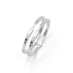 Sterling Silver Hoop Earrings with White Topaz or Moissanite - Syzjewelry