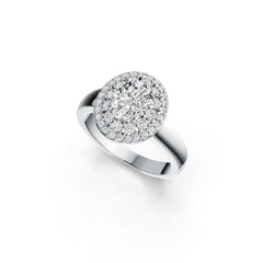 Sterling Silver Semi Mount Ring Setting Oval OV 8X6mm Double Halo DHJ