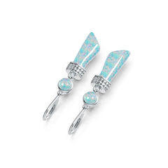 Sterling Silver Semi Mount Earrings Setting Cabochon 21X8mm RD 6X6mm Syzjewelry