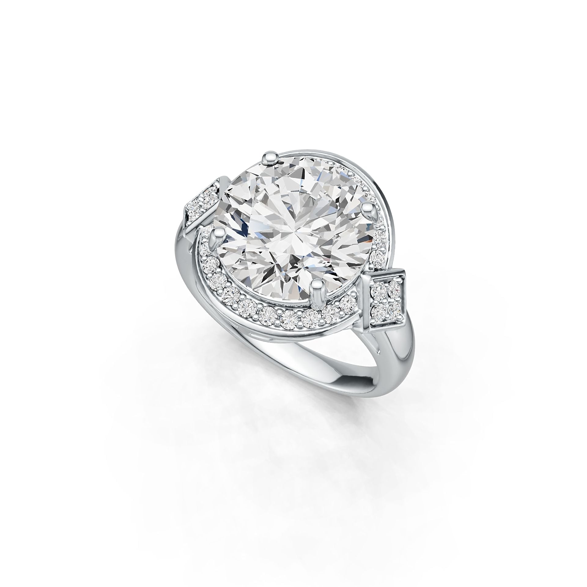 Sterling Silver Semi Mount Ring Setting Round RD 12X12mm DHJ