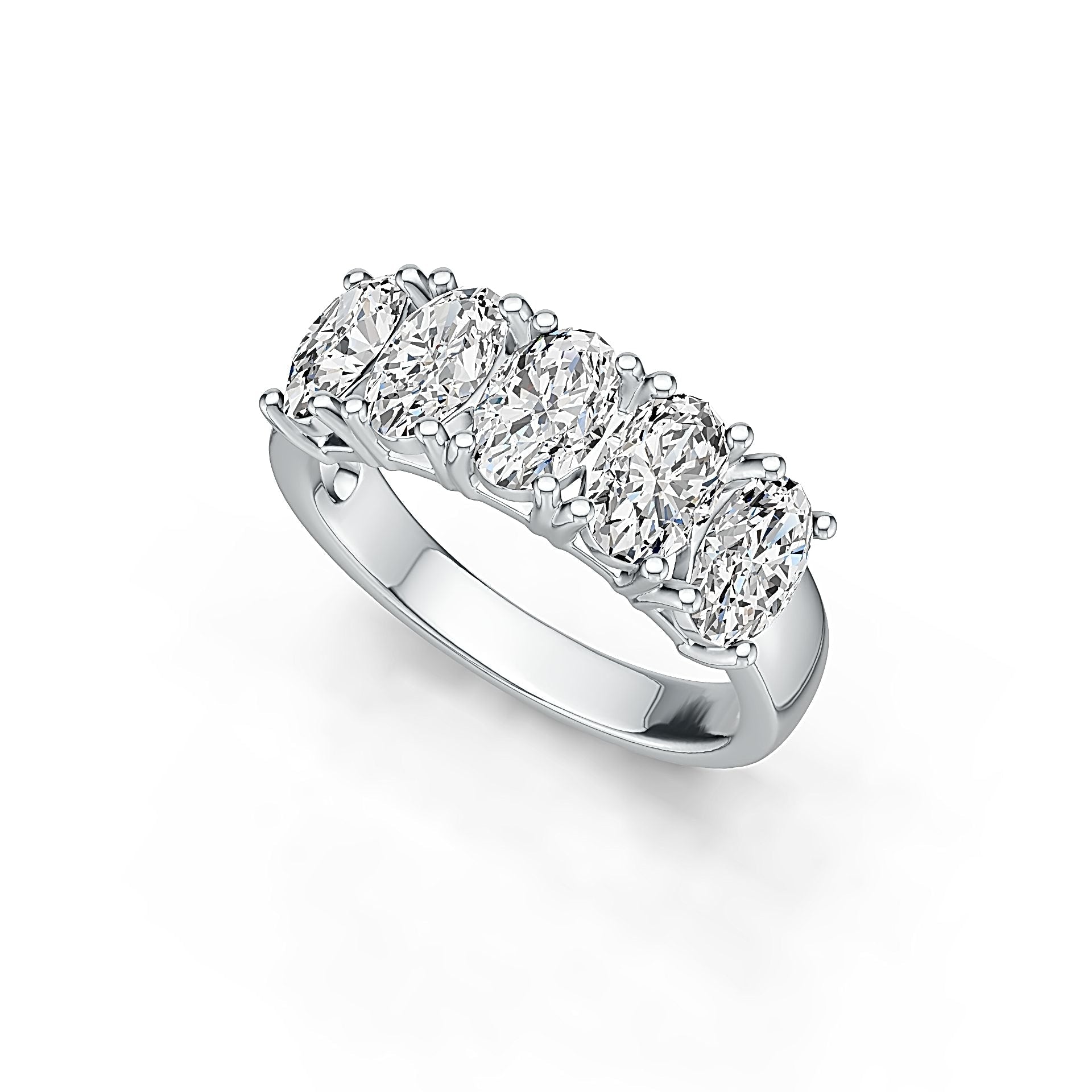 Sterling Silver Semi Mount Ring Setting Oval OV 6X4mm 5-Stone Ring DHJ