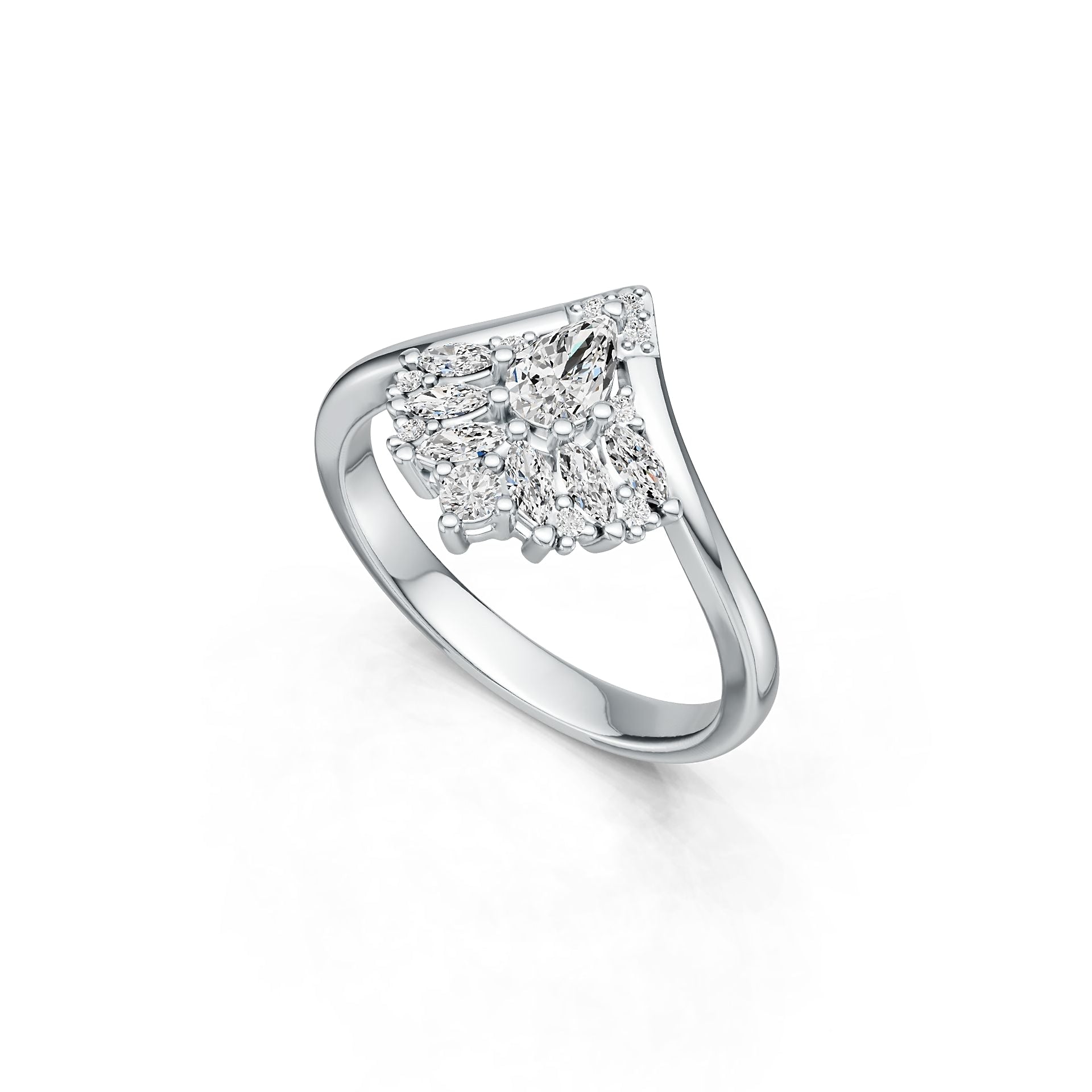 Sterling Silver Semi Mount Ring Setting PE 6X4mm DHJ
