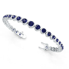 Sterling Silver Tennis Moissanite or Sapphire Bracelet Round RD 6x6 5.5 5x5 4.5