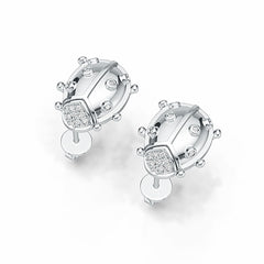 Sterling Silver Earrings Lady Bug Theme with White Topaz or Moissanite DHJ