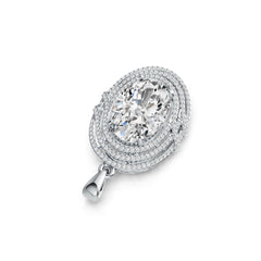 Sterling Silver Semi Mount Pendant Setting Oval OV 14X10mm Triple Halo DHJ