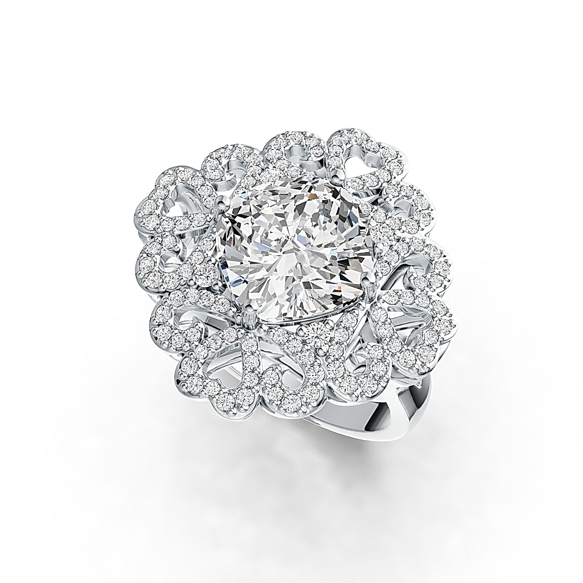 Sterling Silver Semi Mount Ring Setting Cushion CU 10X10mm Vintage Style - Syzjewelry