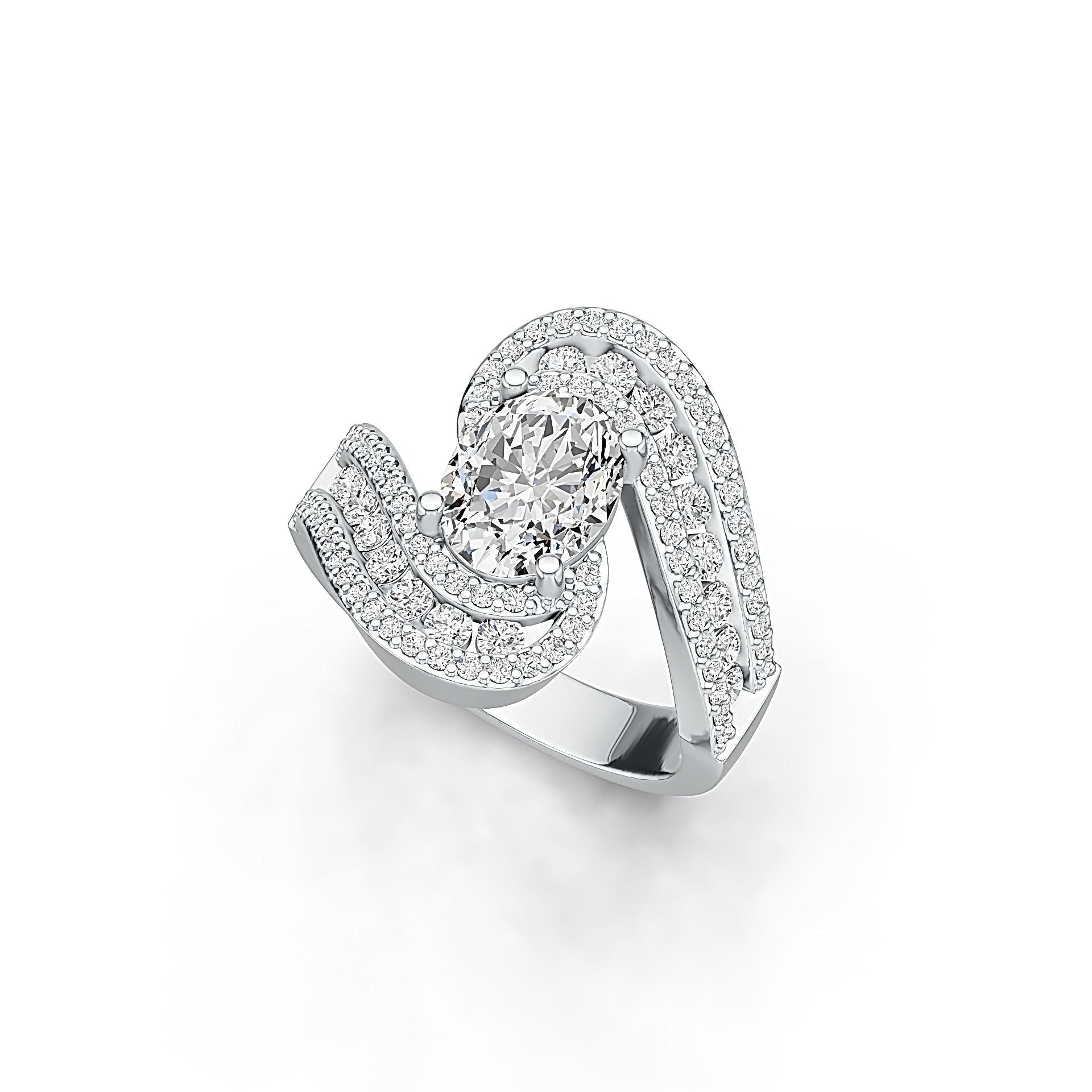 Sterling Silver Semi Mount Ring Setting Oval OV 9X7mm with White Topaz - Syzjewelry