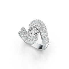 Sterling Silver Semi Mount Ring Setting Oval OV 9X7mm with White Topaz - Syzjewelry