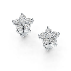 Sterling Silver Earrings with White Topaz or Moissanite Star Theme DHJ