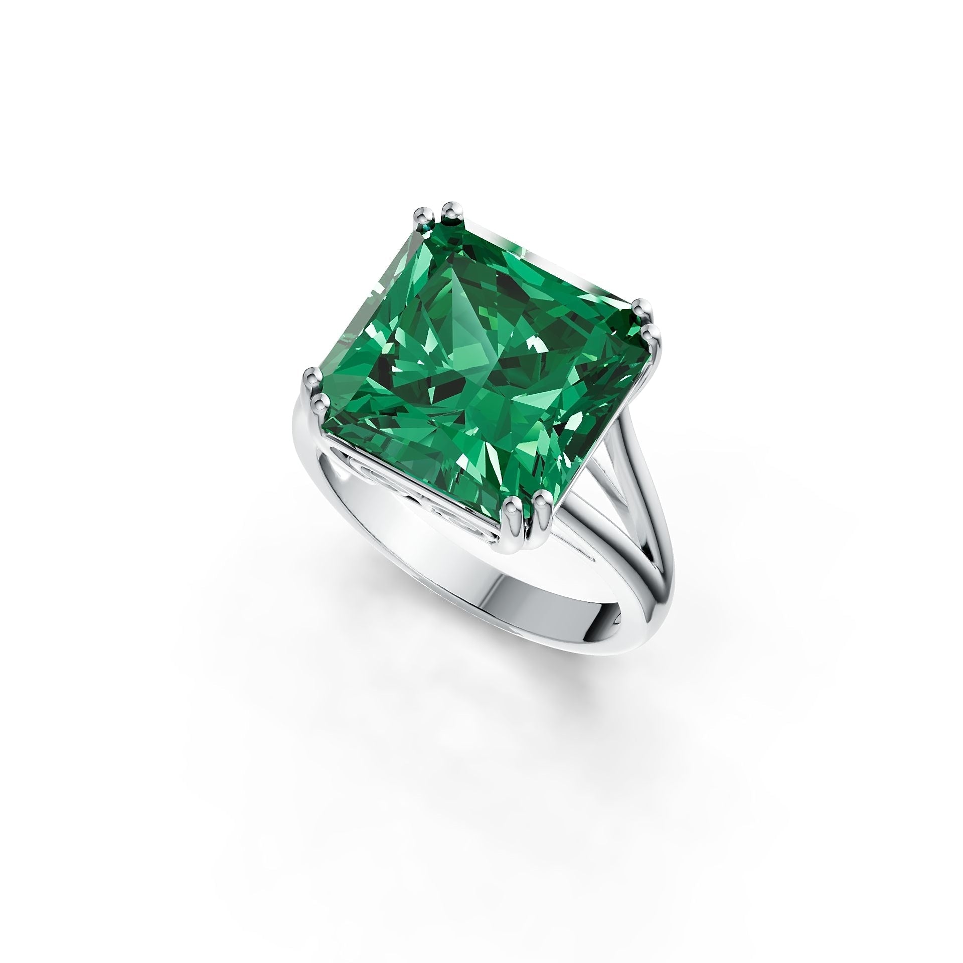 Sterling Silver Semi Mount Ring Setting Emerald OCT 14X14mm DHJ