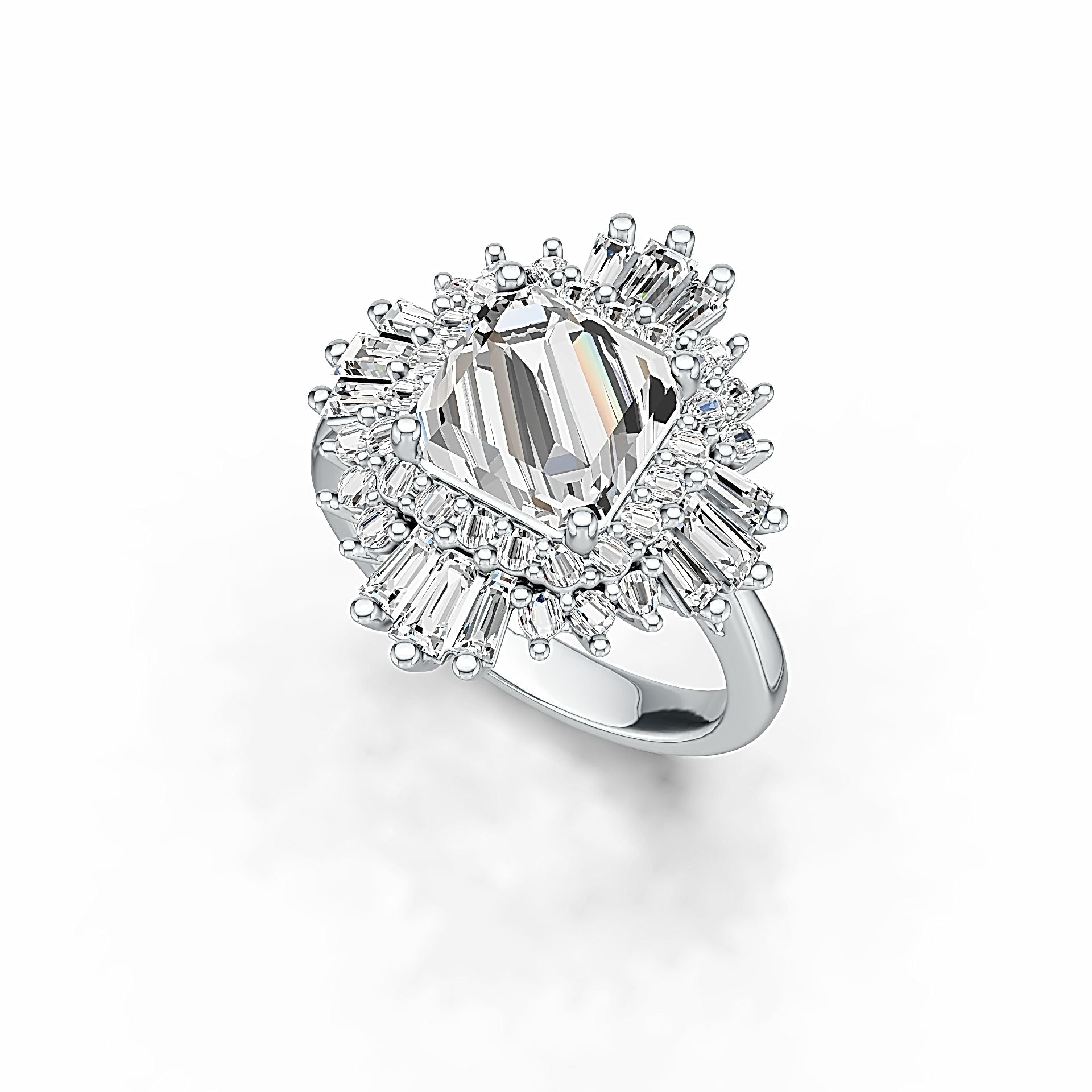 Sterling Silver Semi Mount Ring Setting Baguette BAG 8x8mm Halo Syzjewelry