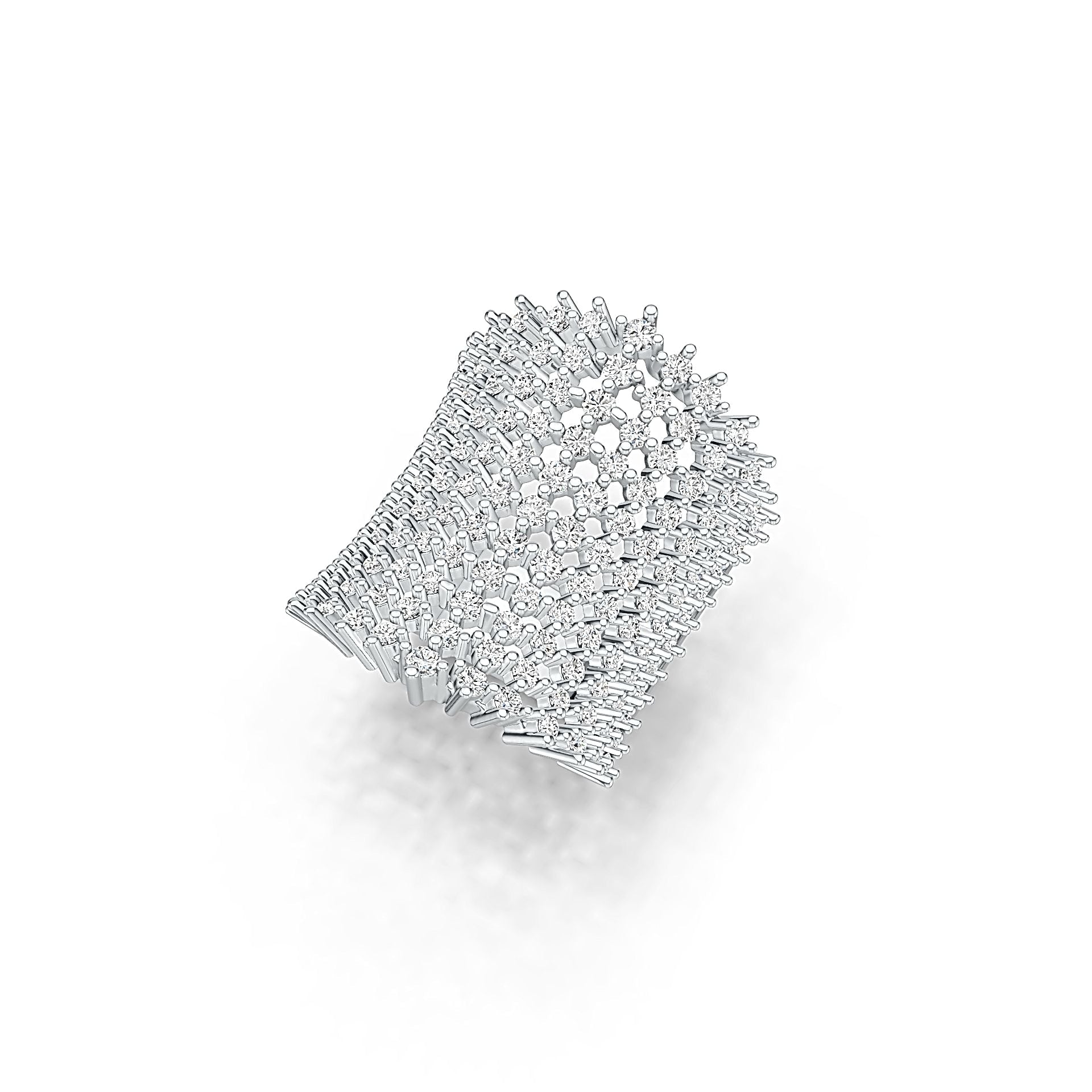 Sterling Silver Statement Ring Multi-Row with White Topaz or Moissanite - Syzjewelry