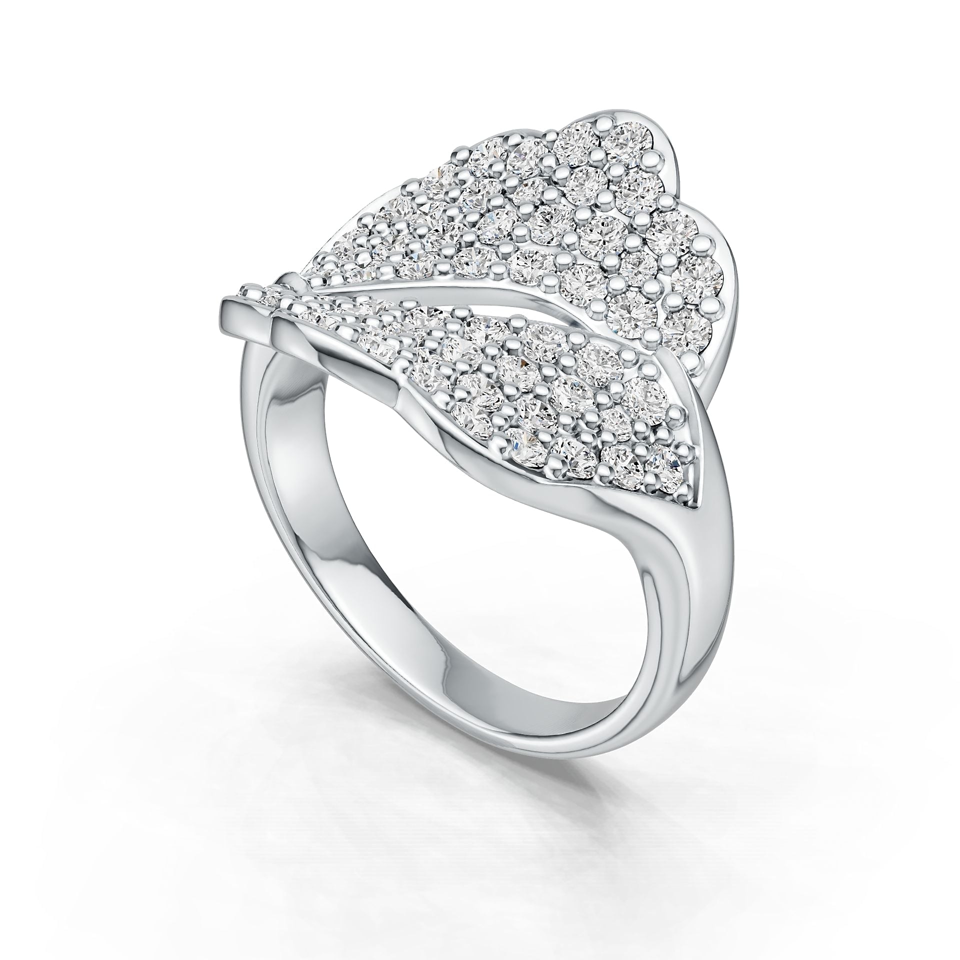 Sterling Silver Ring Leaf Theme with White Topaz or Moissanite DHJ