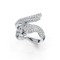 Sterling Silver Ring Parrot Theme with White Topaz or Moissanite - Syzjewelry